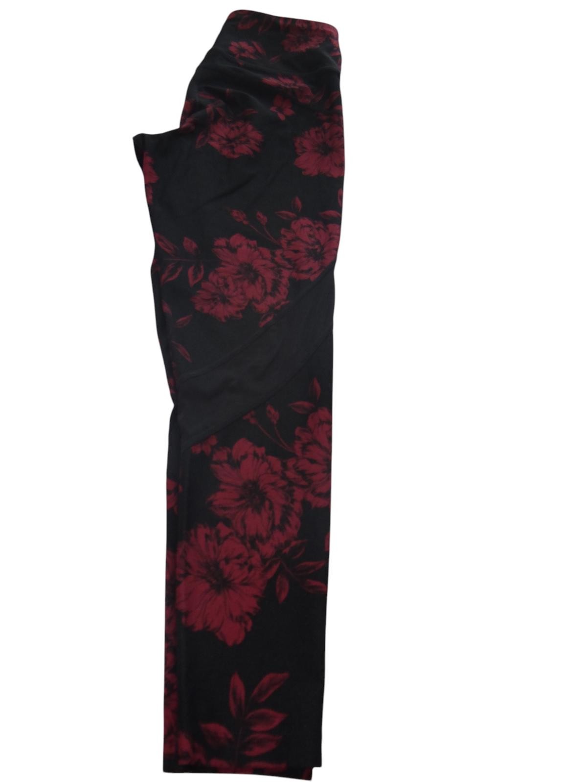 DK Active Floral Print Leggings - Black & Burgundy