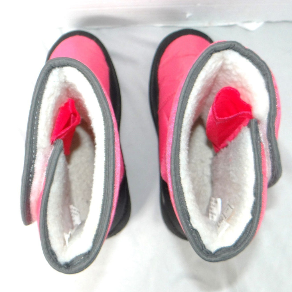 Girls Pink Snow Boots Snowflake Insulated Winter Faux Fur Lined Size 2