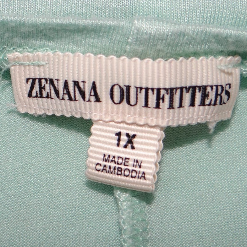 Zenana Outfitters Mint Green Dolman Sleeve Split Shoulder Top Plus Size 1X