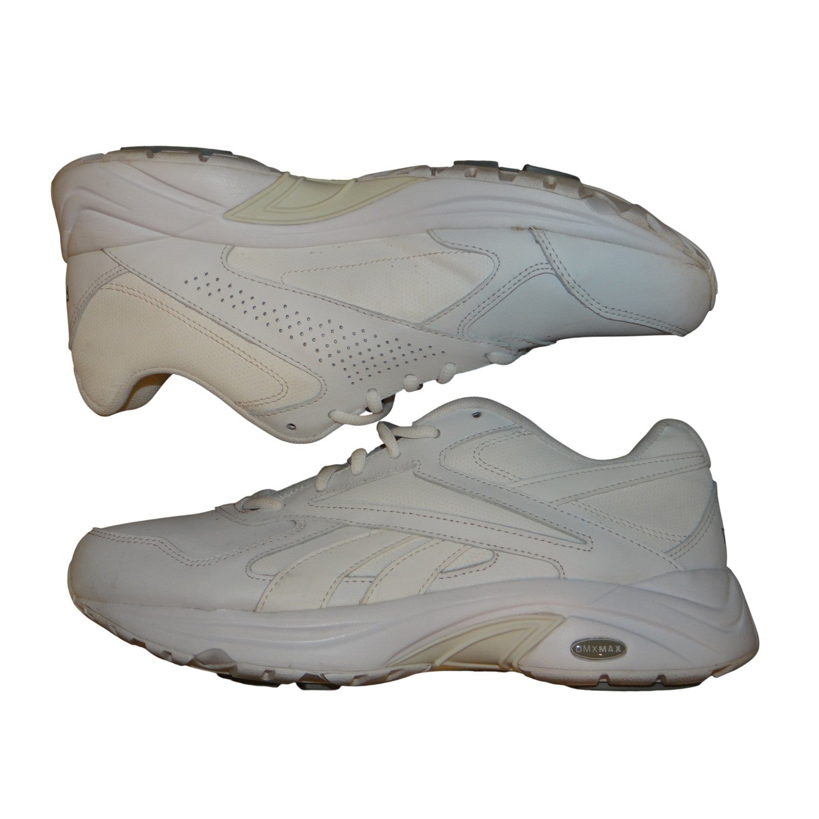 Reebok DMXMAX White Leather Wide 2E Walking Shoes Men's Size 8
