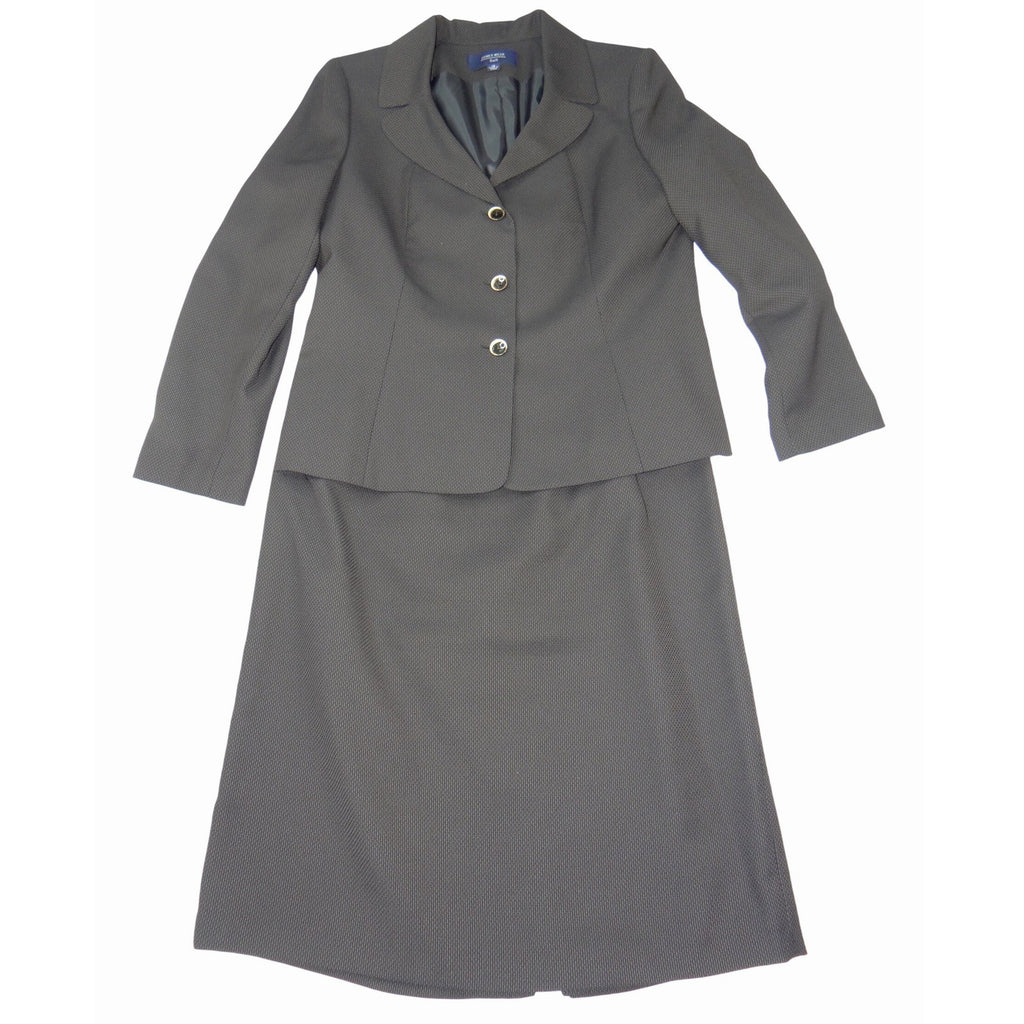 Jones Wear Suit Womens 14 Brown Blazer Skirt Set Micro Texture Professional 2pc