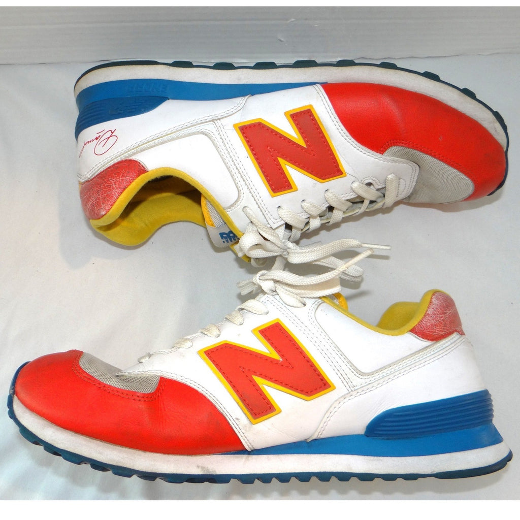 New Balance 574 Mens Sneakers Red White Blue Yellow Low Top Shoes 12