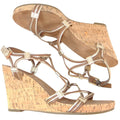 Aerosoles Womens Gold Metallic Strappy Cork Wedge Sandals Size 11