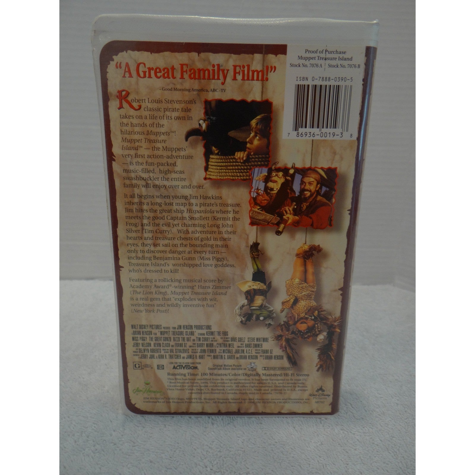 Muppet Treasure Island VHS 1996 Walt Disney Jim Henson Tim Curry Kermit
