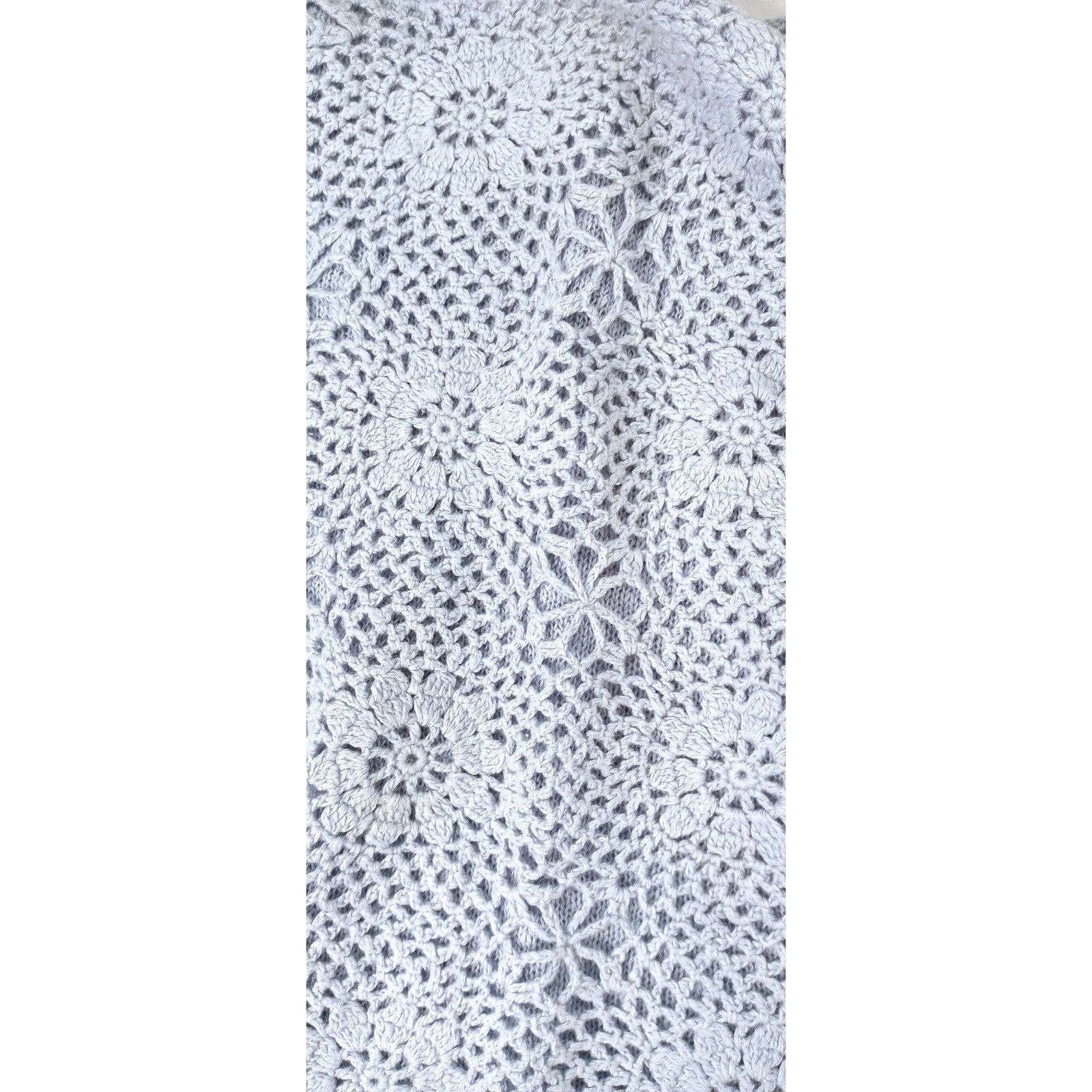 Jeanology Collection Womens Blue Crochet Floral Tank Top Size M