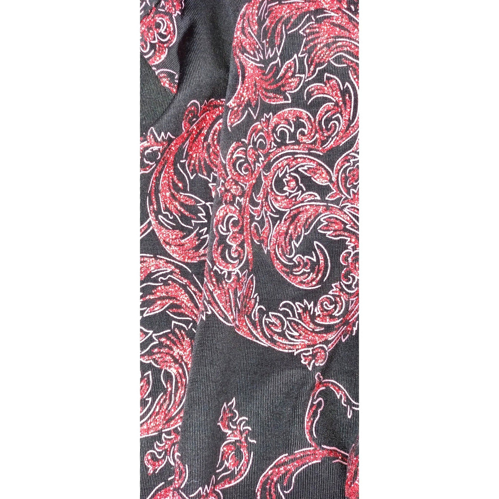 Vintage ALEX EVENINGS Black Red Paisley Sparkle Glitter Blazer Jacket Women Sz L