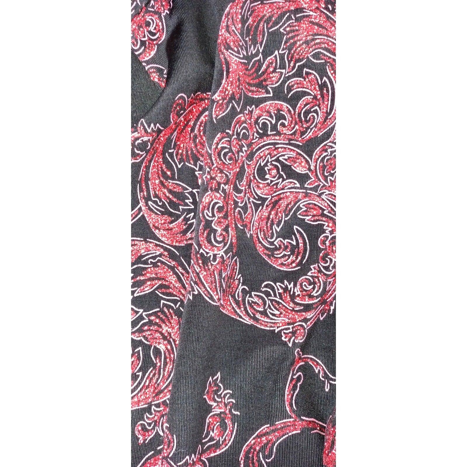 Vintage ALEX EVENINGS Black Red Paisley Sparkle Glitter Blazer Jacket Women Sz L