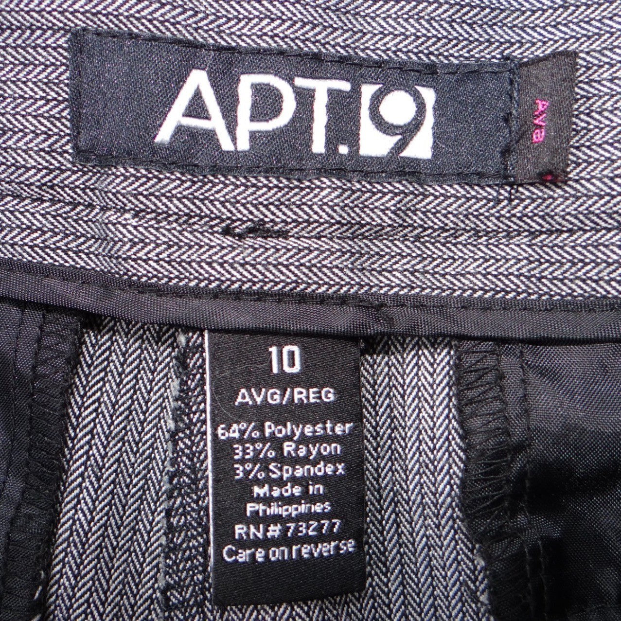 Apt 9 Womens Grey Herringbone Dress Pants Bootcut Size 10 Regular Stretch Work