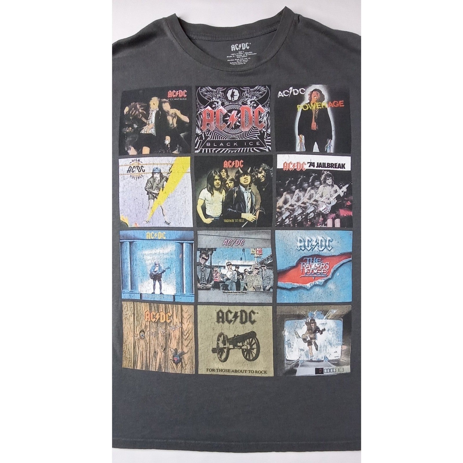 ACDC Band Graphic T Shirt Size Large Black Ice Album Tour Concert