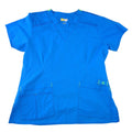 WonderWink WonderFlex Womens Blue Lime Green V-Neck Scrub Top Size Medium 0168