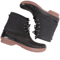 Charlotte Russe Black Lace Up Duck Boots Waterproof Rubber Sole Plaid Lined