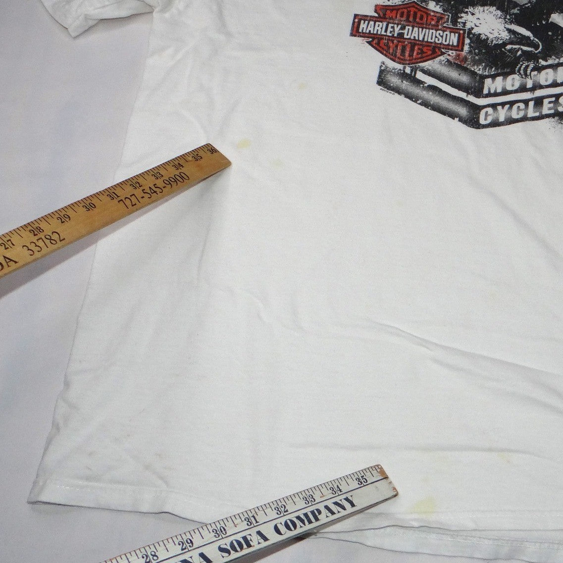 Harley-Davidson Mens White Pin-Up Lady HDMC Eagle Graphic T-Shirt 2015 Size 3XL