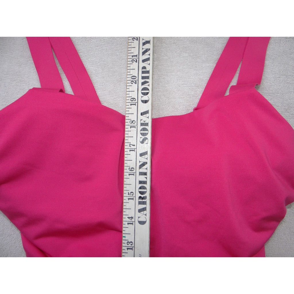 Athleta Womens Hot Pink V-Neck One Piece Swimsuit 32D/DD Adjustable Straps