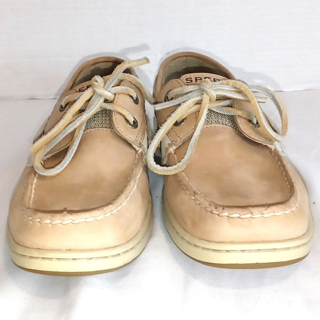 Sperry Top-Sider Womens Tan Leather Mesh Boat Shoes Loafers Size 7M