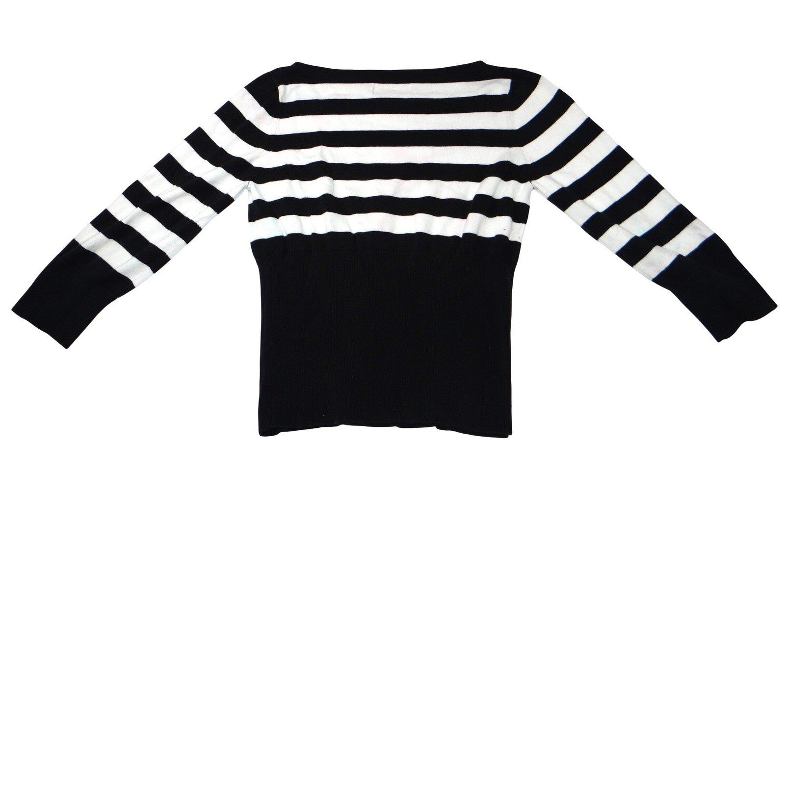 GEORGE ME Designs by Mark Eisen B&W Striped Long Sleeve Sweater Top Womens L