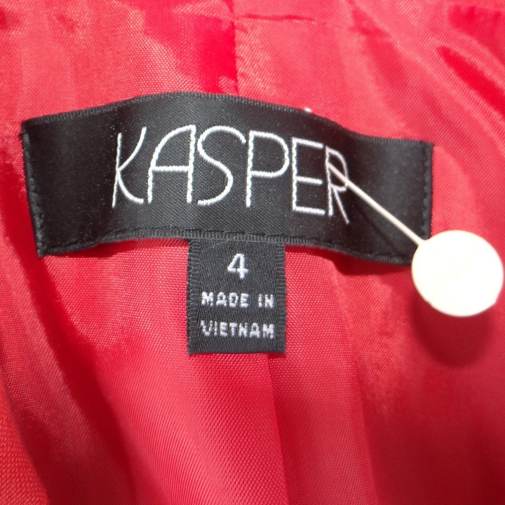 NWT-Kasper Womens Red Two Button Blazer Suit Jacket Notched Lapel Size 4