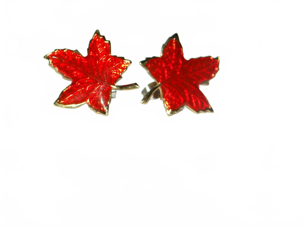 Red Maple Leaf Shaped Earrings