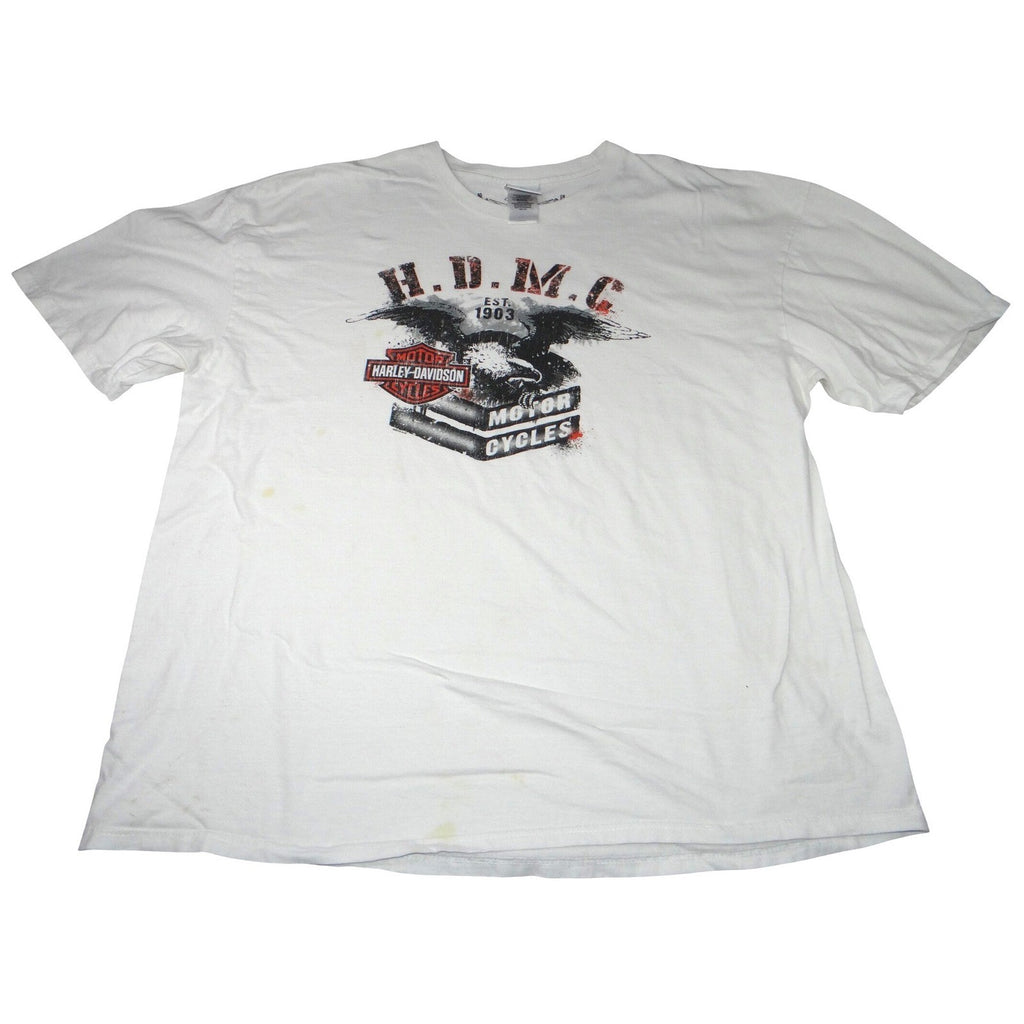 Harley-Davidson Mens White Pin-Up Lady HDMC Eagle Graphic T-Shirt 2015 Size 3XL