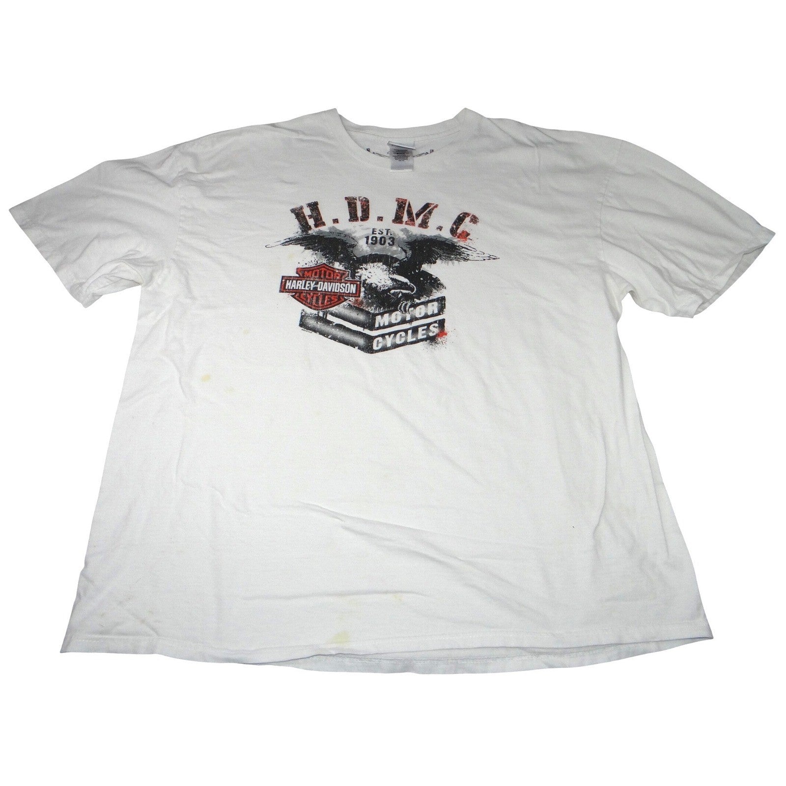 Harley-Davidson Mens White Pin-Up Lady HDMC Eagle Graphic T-Shirt 2015 Size 3XL