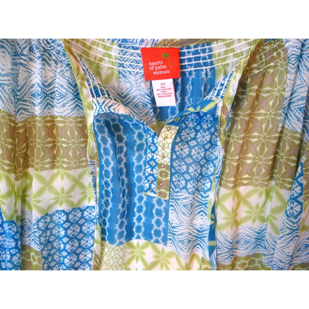 Hearts of Palm Women's 3X Patchwork Pattern Tunic Top NWT