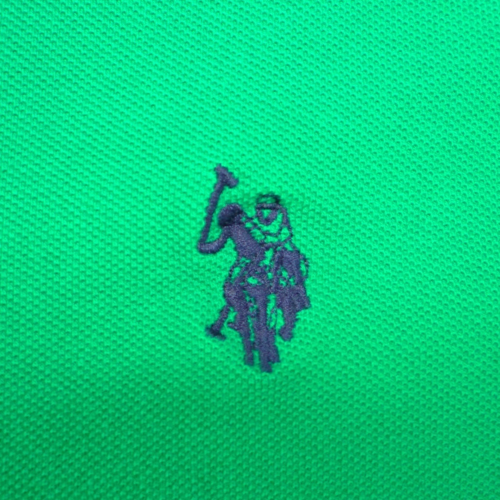 US Polo Assn Mens Green Short Sleeve Pique Cotton Polo Shirt Size M