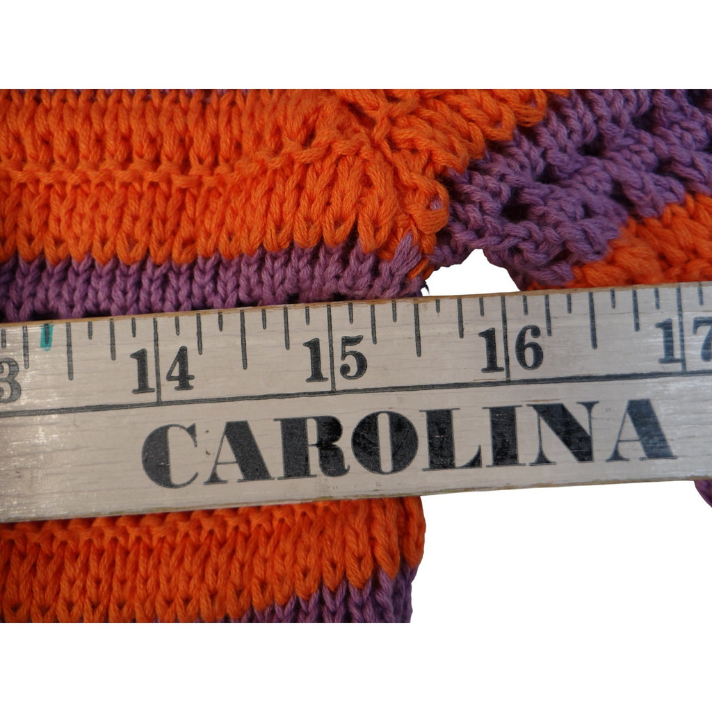 Daphnea Paris Striped Crochet Knit Top Orange Purple Short Sleeve Women S