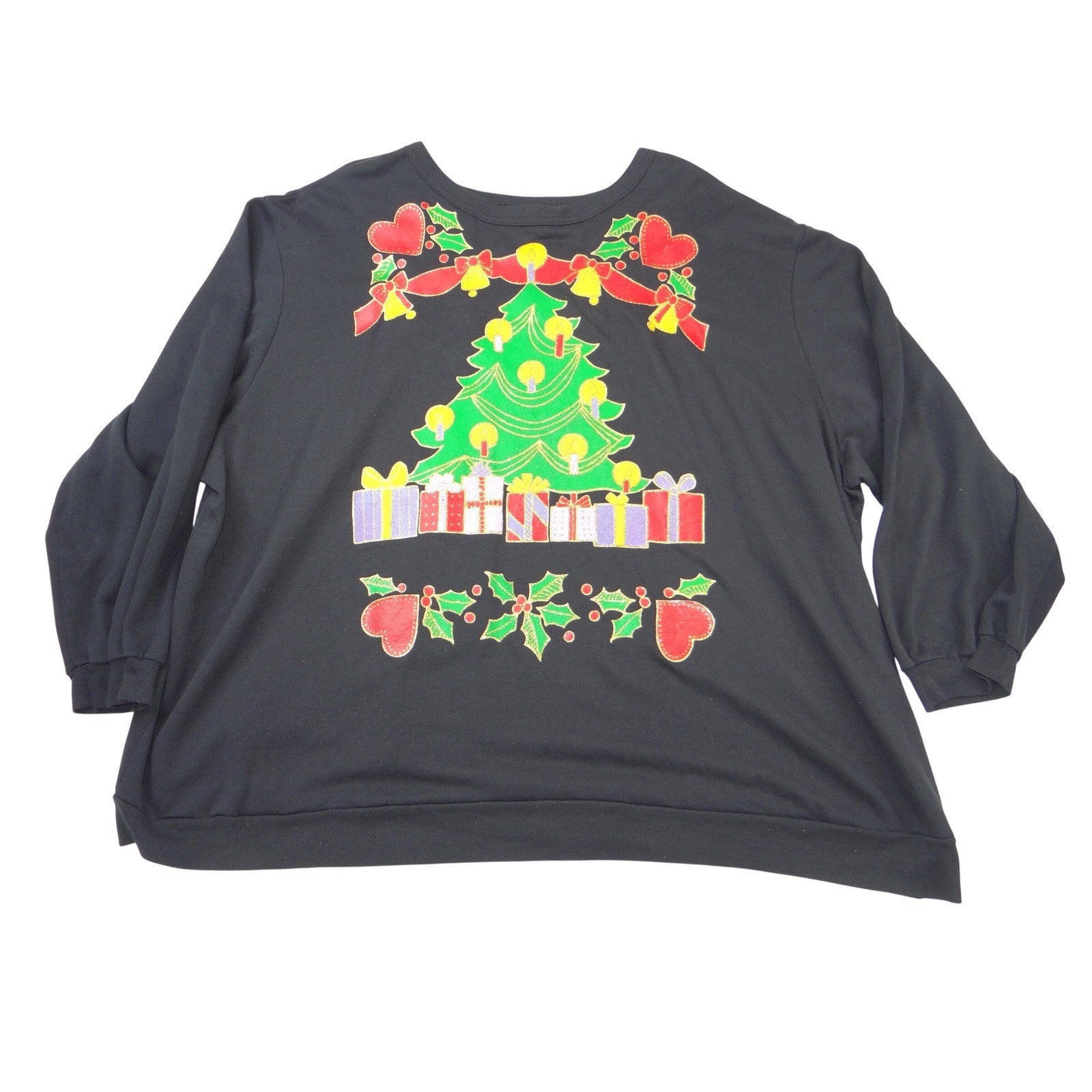 Vintage Special Review Womens Black Christmas Tree Sweatshirt Plus Size Glitter