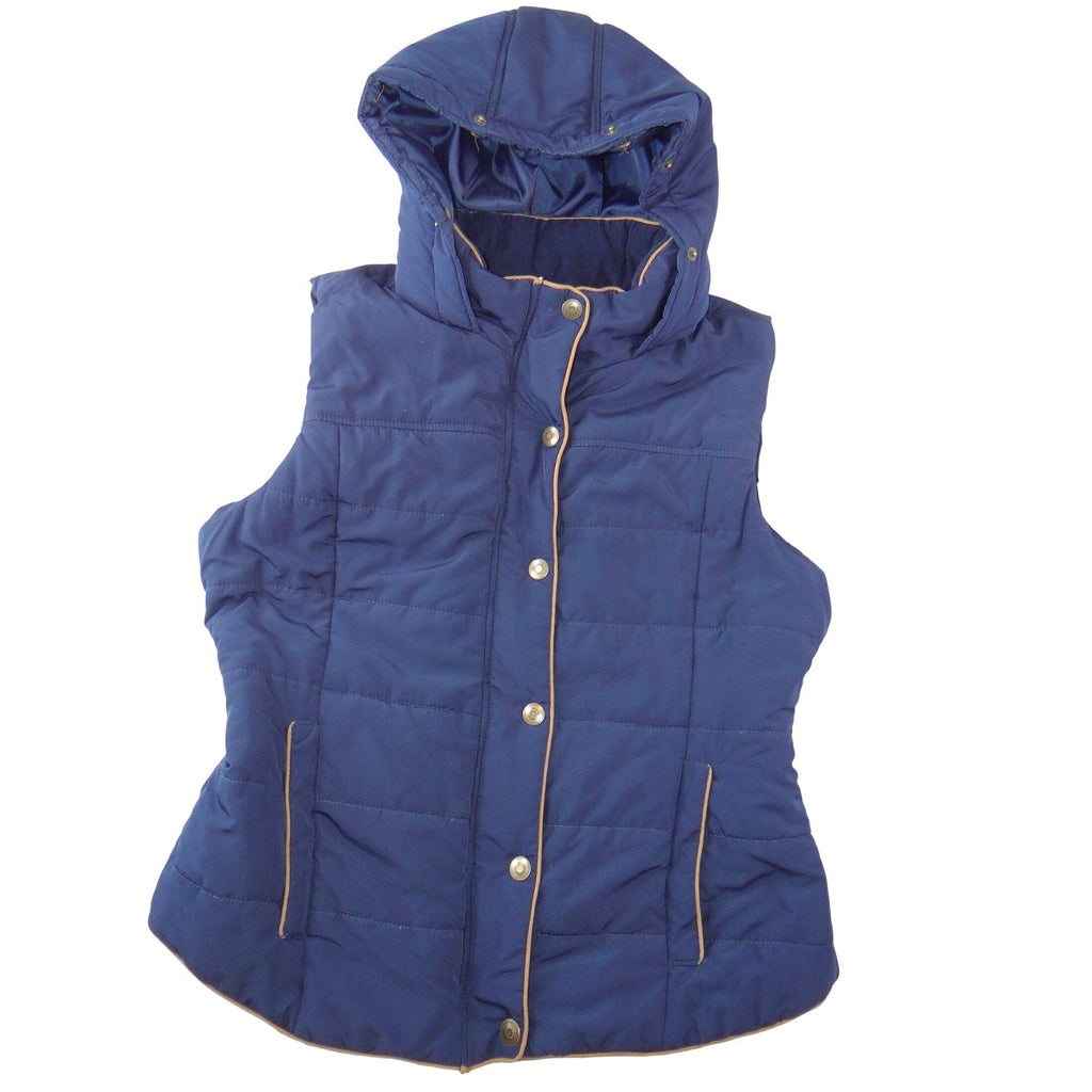 Prince & Fox Navy Blue Quilted Puffer Vest with Detachable Hood XL