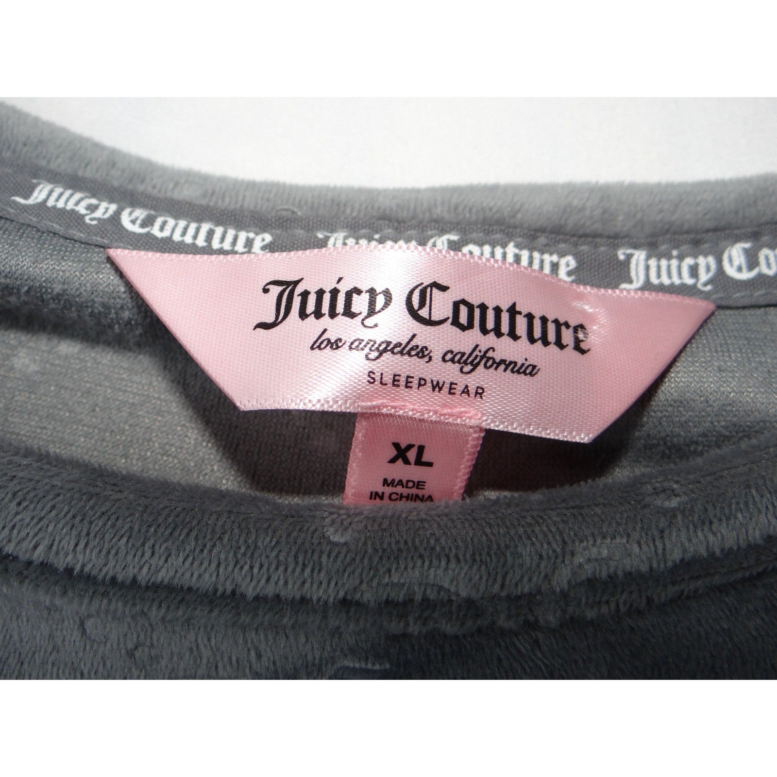 Juicy Couture Velour Shorts Grey All Over JC Logo Sleepwear Loungewear Women XL