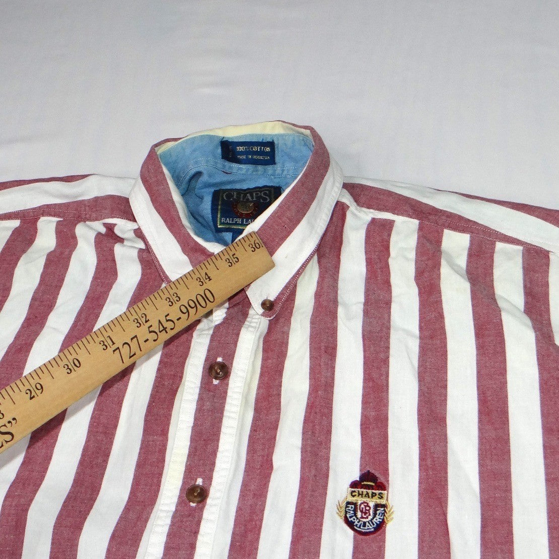 Vintage Chaps Ralph Lauren Men's Striped Button Down Shirt Long Sleeve Size L