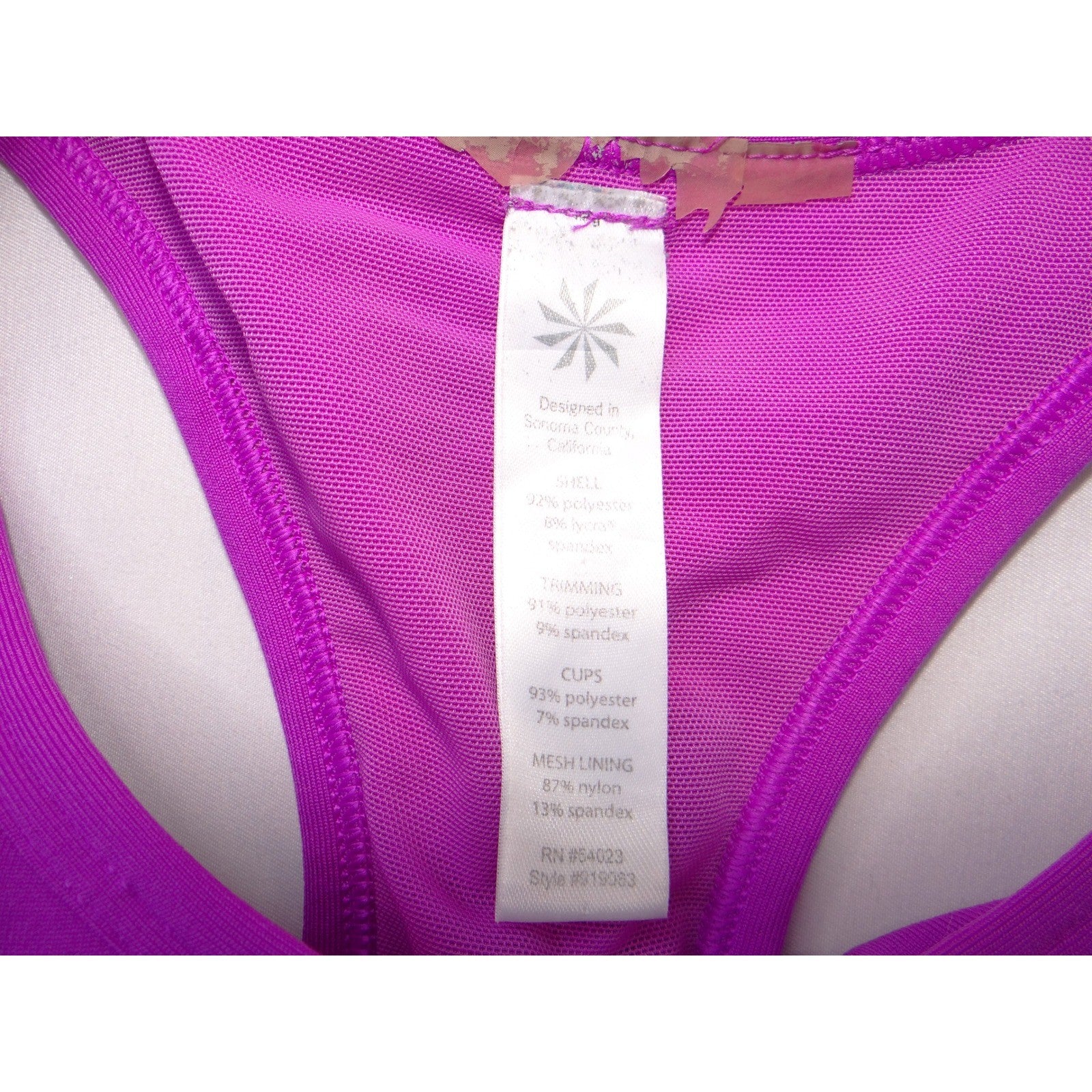 Athleta Womens Purple Racerback Workout Tank Top Built-in Bra Style 819383 Small