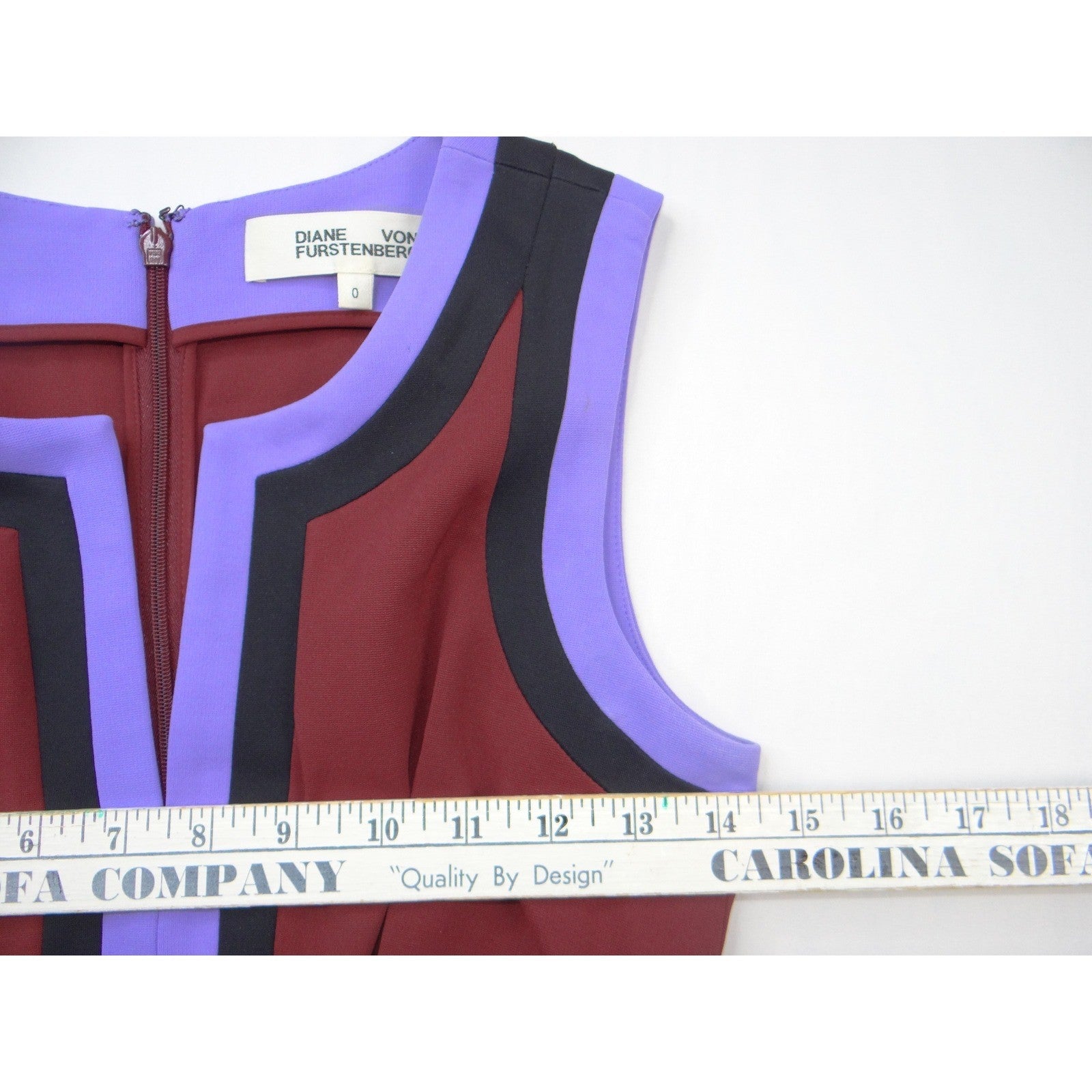 Diane von Furstenberg DVF Colorblock Sheath Midi Dress Burgundy Purple Black 0