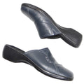 Clarks Womens Navy Leather Slip On Clogs Mules Shoes Size 7 M Style 846 16