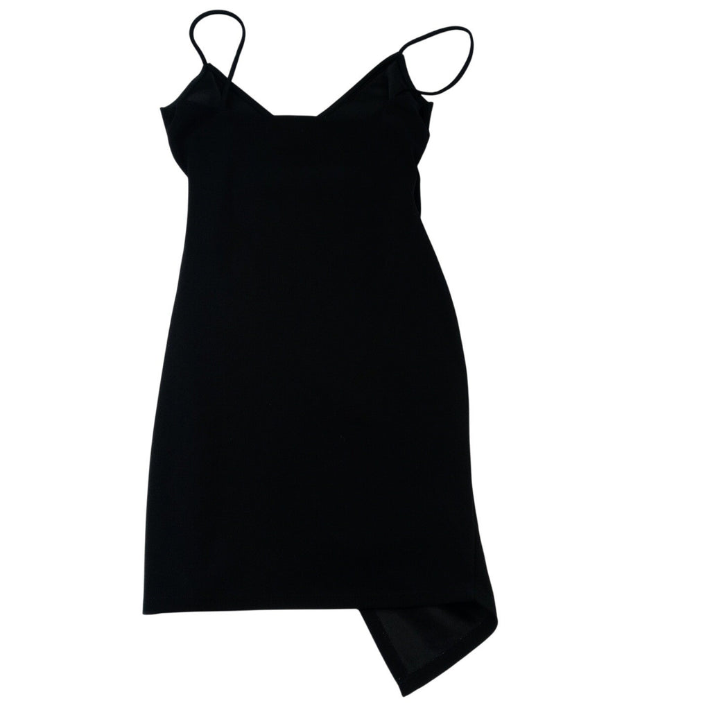 Charlotte Russe Black Spaghetti Strap Ruched Asymmetrical Hem Mini Dress Size M