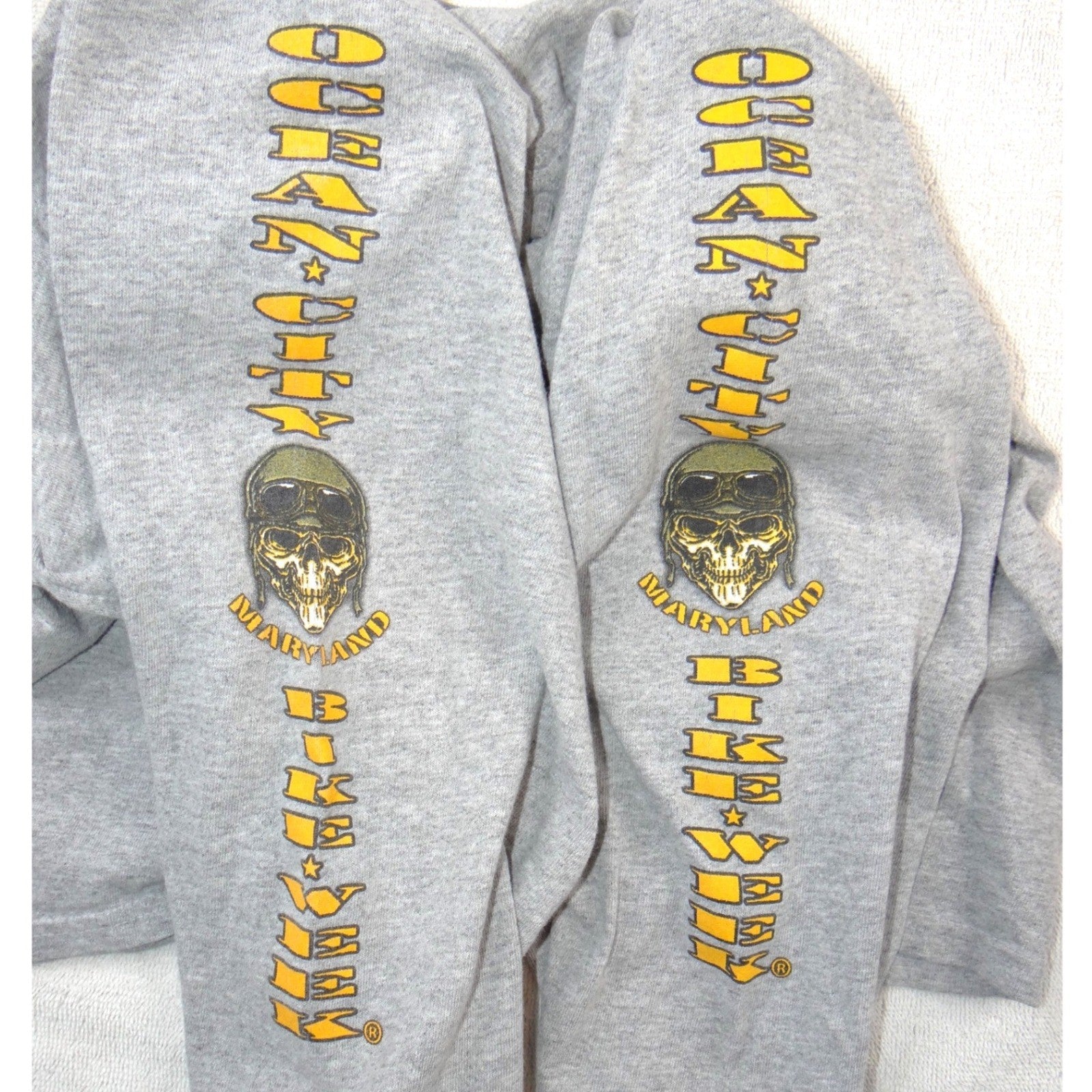Bike Week 2016 Chase Authentics Mens Ocean City  Long Sleeve Gray Skull Shirt M