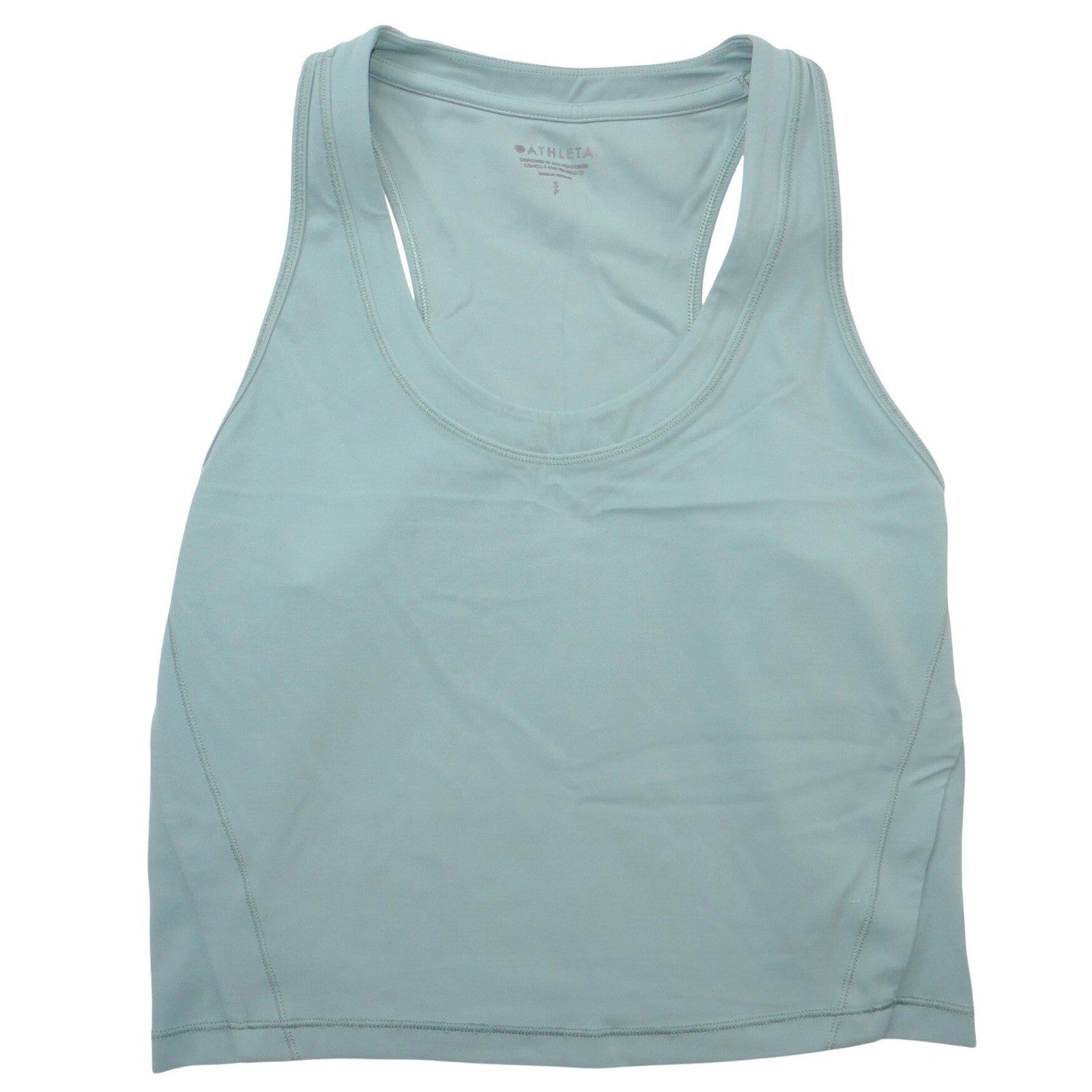 Athleta Womens Racerback Cropped Tank Top Sage Green Small Petite SP Scoop Neck