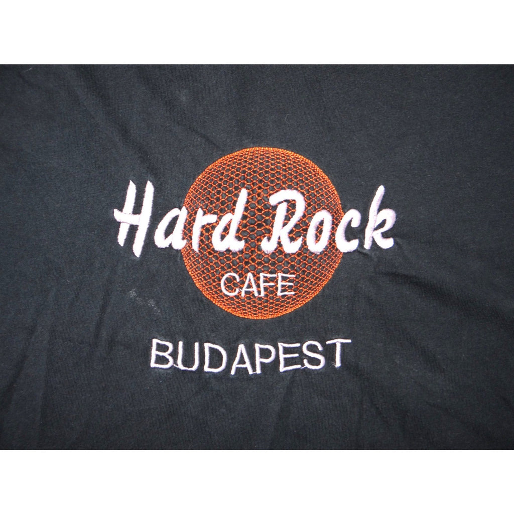 Hard Rock Cafe Budapest Black Embroidered T Shirt Mens XL