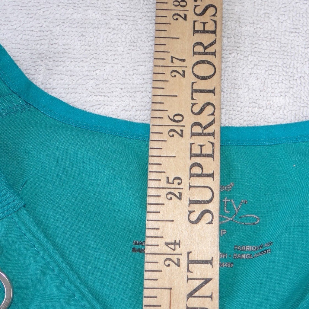 Cherokee Infinity Womens Teal Blue V-Neck Scrub Top Short Sleeve Size S