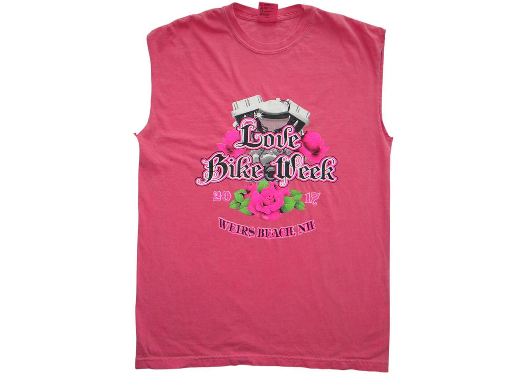 Women's Pink Sleeveless Muscle Tee - Love Bike Week 2017 Weirs Beach NH