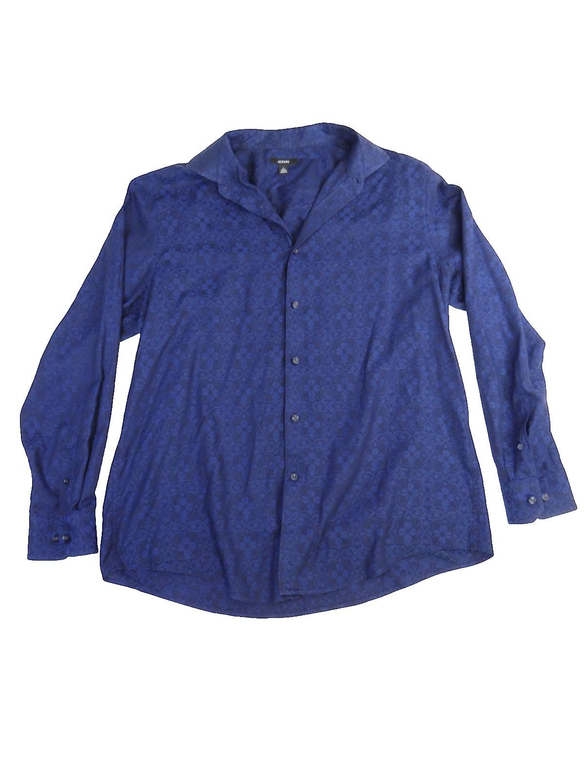 Alfani Men's Long Sleeve Button-Up Shirt Blue Large