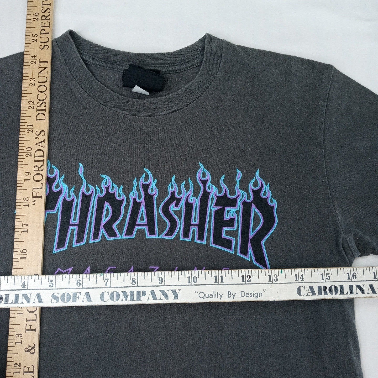 Thrasher Magazine Kids T Shirt Gray Flame Logo Short Sleeve Crew Neck