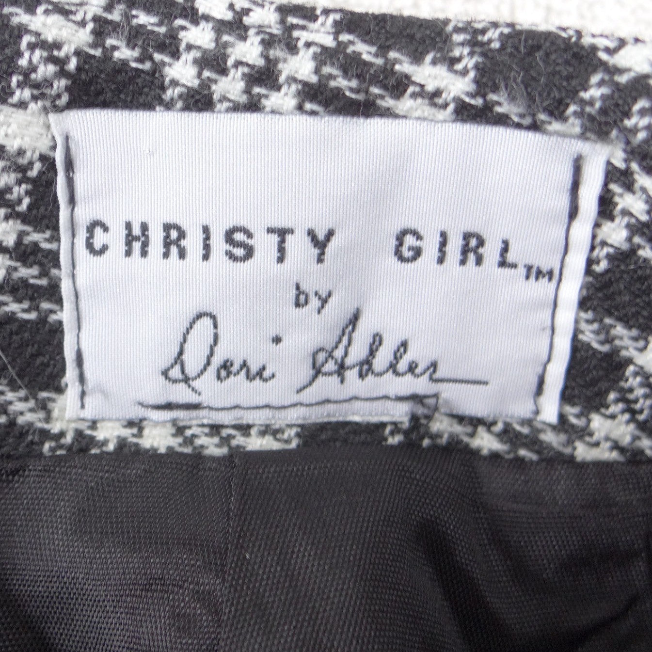 Christy Girl Dori Adler Vintage Black White Plaid Pencil Skirt High Waist