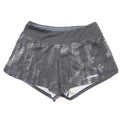 Brooks Womens Running Shorts Black Grey Abstract Streak Pattern Reflective Logo