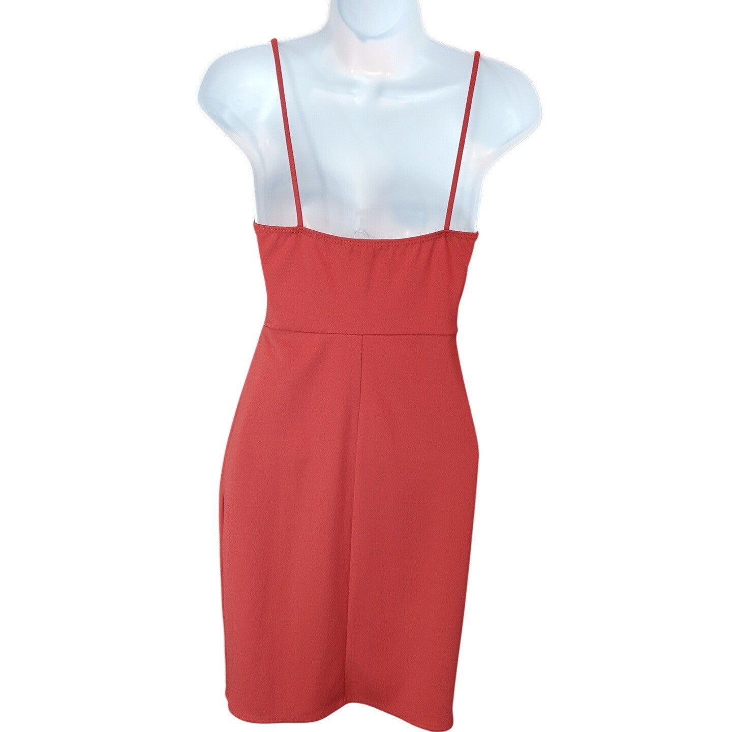 Lulus Coral Red Spaghetti Strap Bodycon Mini Dress Wrap Skirt Size S