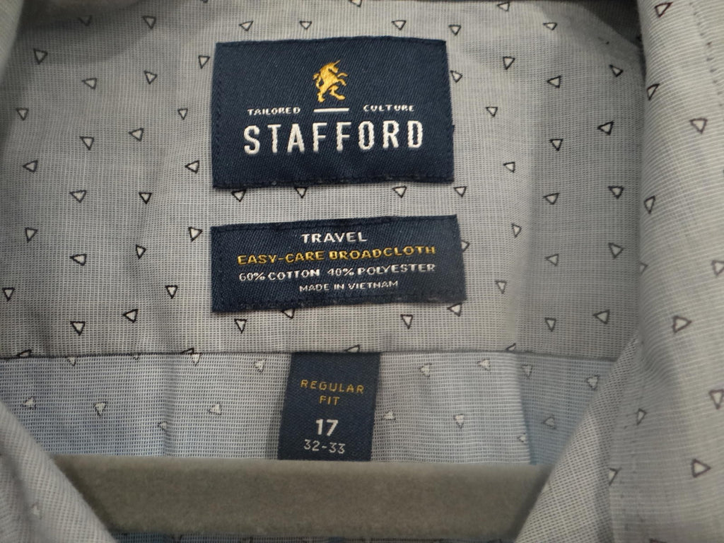 Stafford Men's Travel Shirt - Easy-Care Broadcloth - Size 17