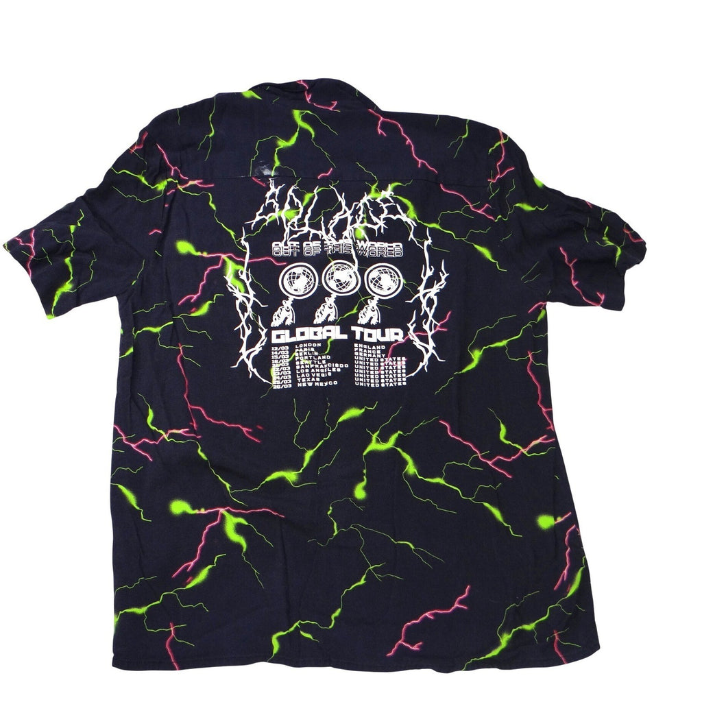 Collusion Mens Lightning Bolt Global Tour Graphic Short Sleeve Shirt Navy Small