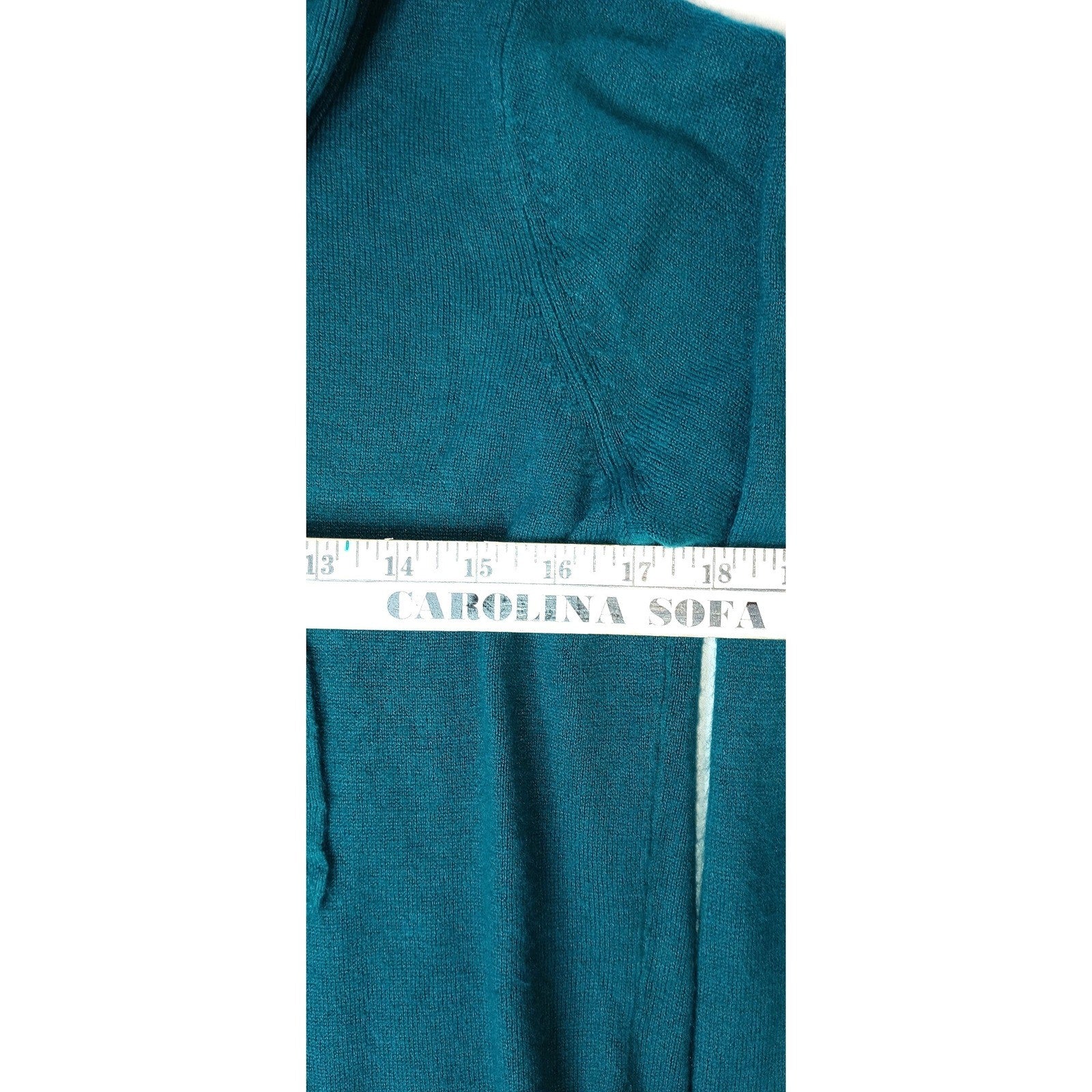 Gervele Teal Blue Ribbed Knit Mock Neck Tie Neck Sweater Top Women's Medium