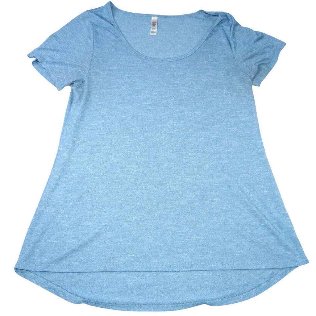 LuLaRoe Blue Heathered Scoop Neck Short Sleeve Tunic Top Size L
