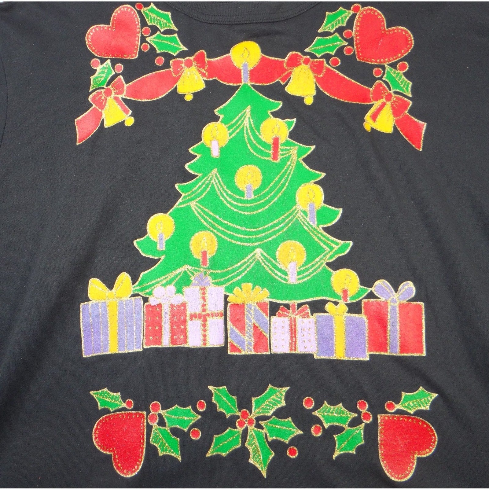 Vintage Special Review Womens Black Christmas Tree Sweatshirt Plus Size Glitter