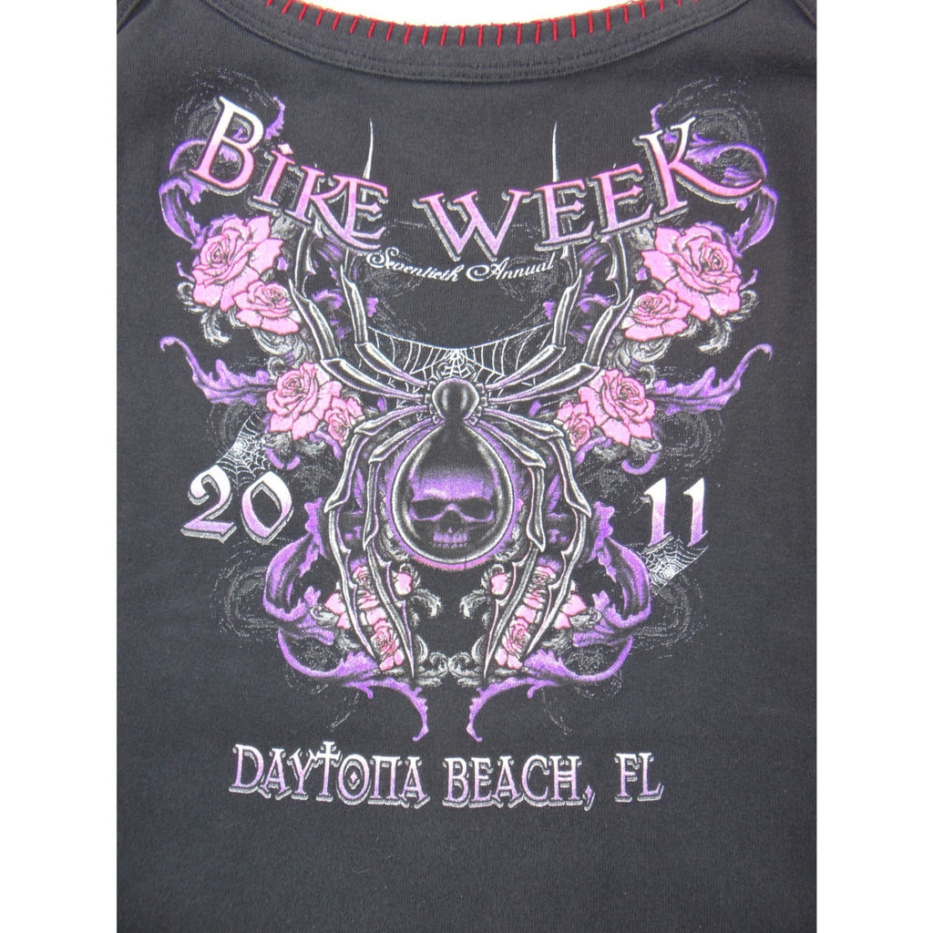 Biker Design Daytona Beach Bike Week 2011 Spider Skull Tank Top Womens Medium